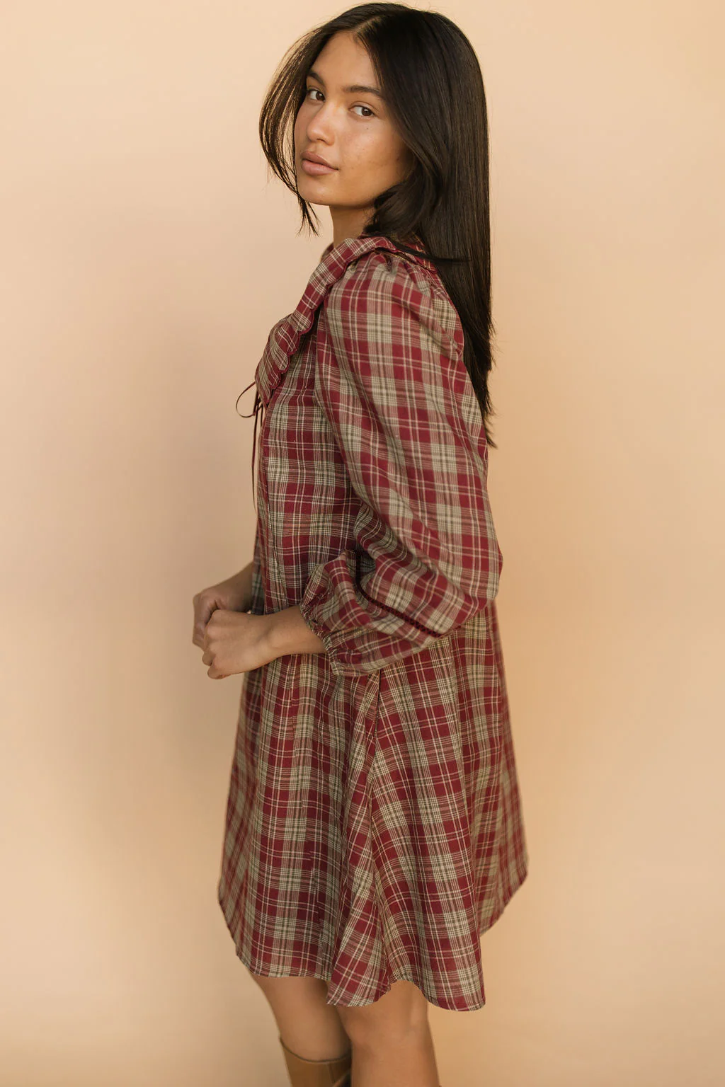 Madison Plaid Shift Dress in Red - Image 3